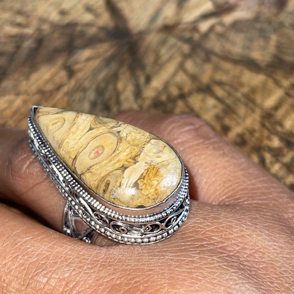 Landscape Picture Jasper Ring Size 8 - Picture 6 of 9